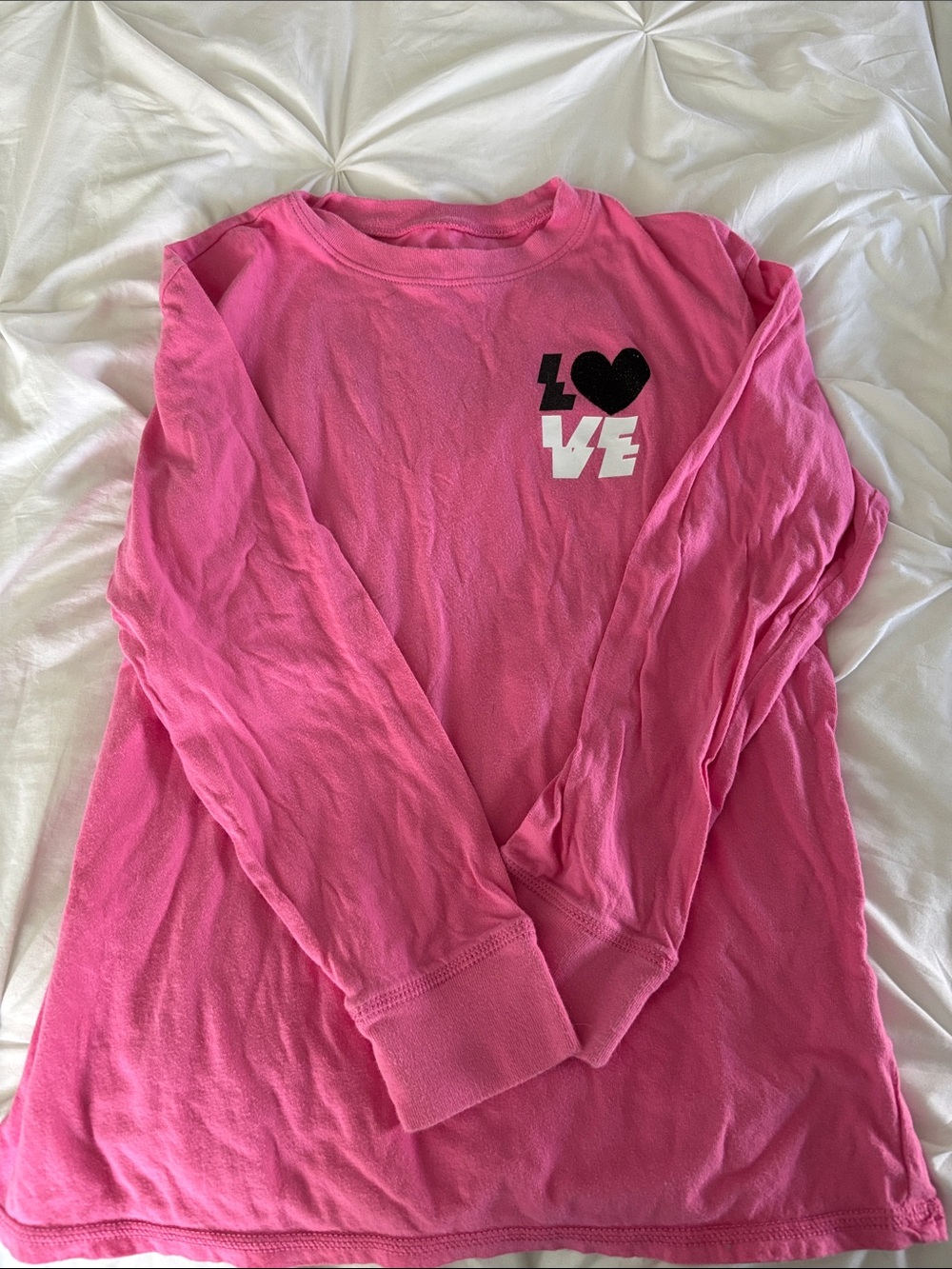 Girls' Long-Sleeve Pink LOVE Graphic Tee
